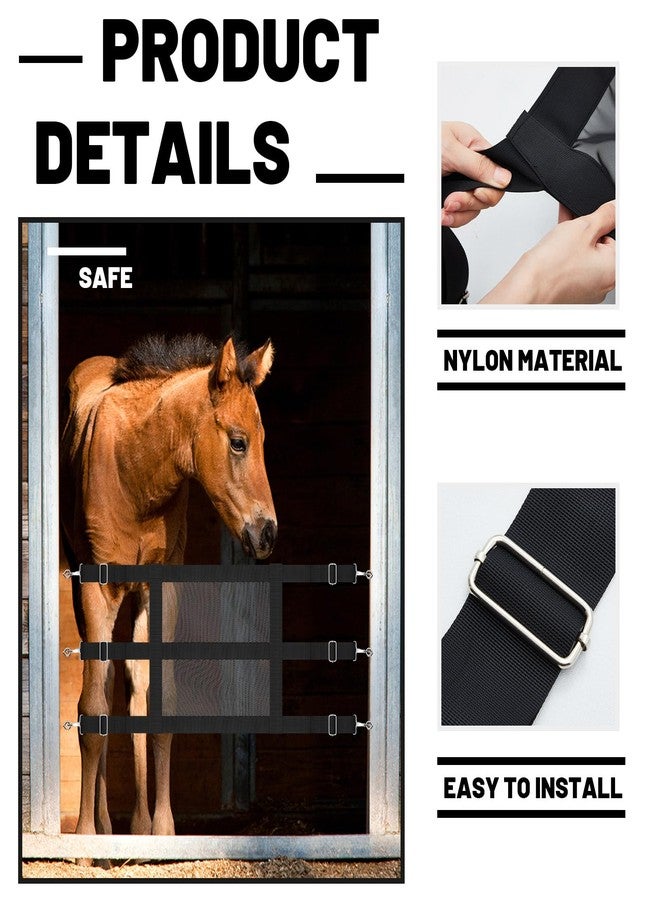Clysee Nylon Stall Guards for Horses with Adjustable Straps and Sturdy Snap Hooks 57 x 18 Inch Mesh Doors for Horses Black Stall Gate with 6 Nails to Keep Horse Securely - Image 5